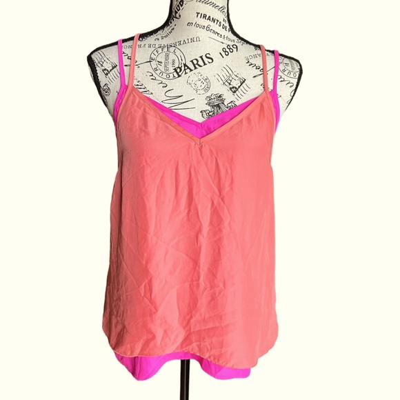 Aiko Tops - Aiko double camisole made in USA orange & pink Sz M